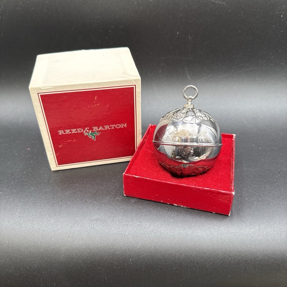 1978 Holly Bell by Reed & Barton Christmas Tree Ornament Silver Plated BOX